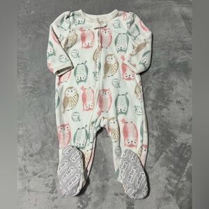Baby girl Carters Owl fleece pajamas Sleeper zipper onesie (12M)